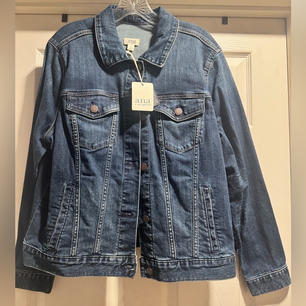NWT a.n.a Women's Dark Blue Jean Jacket Size Large - Picture 1 of 6